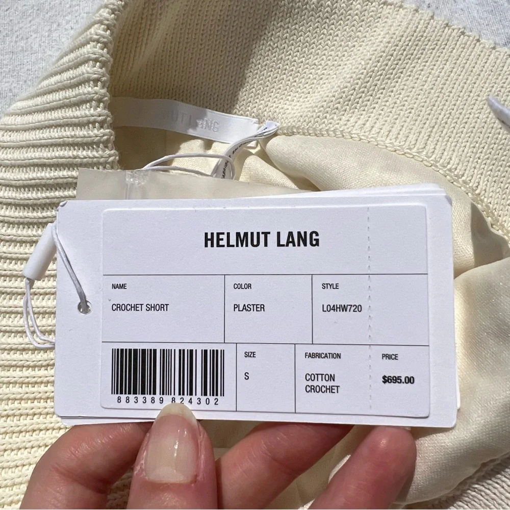 NEW HELMUT LANG CREAM CROCHET BIKER SHORTS - Picture 5 of 7